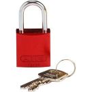 Abus Compact Aluminum Padlock - 6-pin Cylinder, 1 In. Shackle Clearance, Red