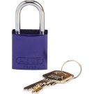 Abus Compact Aluminum Padlock - 6-pin Cylinder, 1 In. Shackle Clearance, Purple