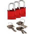 Abus Compact Aluminum Padlocks - 6-pin Cylinder, 1 In. Shackle Clearance, Keyed Alike, Red