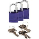 Abus Compact Aluminum Padlocks - 6-pin Cylinder, 1 In. Shackle Clearance, Keyed Alike, Purple