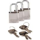 Abus Compact Aluminum Padlocks - 6-pin Cylinder, 1 In. Shackle Clearance, Keyed Alike, Silver