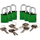Abus Compact Aluminum Padlocks - 6-pin Cylinder, 1 In. Shackle Clearance, Keyed Alike, Green