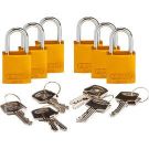 Abus Compact Aluminum Padlocks - 6-pin Cylinder, 1 In. Shackle Clearance, Keyed Alike, Yellow