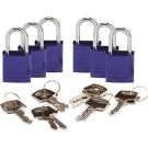 Abus Compact Aluminum Padlocks - 6-pin Cylinder, 1 In. Shackle Clearance, Keyed Different, Purple