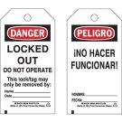 DANGER Locked Out Lockout Tagout Tags - Heavy Duty Polyester 5.75x3 Black/Red/White, 25/pk