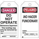 DANGER Do Not Operate Lockout Tagout Tags - Write-on Paper Cardstock 5.75x3 Black/Red/White, 25/pk