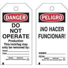 DANGER Do Not Operate Lockout Tagout Tags - Heavy Duty Polyester 5.75x3 Black/Red/White, 25/pk