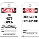 DANGER Do Not Open Lockout Tagout Tags - Write-on Paper Cardstock 5.75x3 Black/Red/White, 25/pk