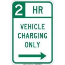 2 Hr Vehicle Charging Only Sign - Reflective Aluminum - Green on White - 18 x 12