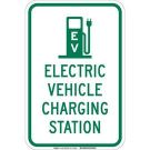 Electric Vehicle Charging Station Sign - Aluminum - Green on White - 18 x 12