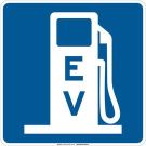 Electric Vehicle Charging Station Picto Sign - Aluminum - White on Blue - 24 x 24