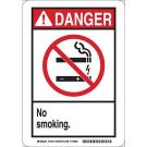 DANGER No Smoking. Sign - Self-sticking Polyester - Black/Red on White - 10 x 7