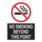 No Smoking Beyond This Point Sign - Light Duty Plastic - Black/Red on White - 10 x 7