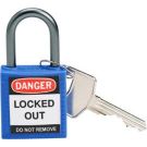 Brady Nonconductive Compact Safety Padlock - 5-pin Cylinder, 1 In. Shackle Clearance, Keyed Different, Blue