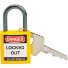 Brady Nonconductive Compact Safety Padlock - 5-pin Cylinder, 1 In. Shackle Clearance, Keyed Different, Yellow