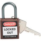 Brady Nonconductive Compact Safety Padlock - 5-pin Cylinder, 1 In. Shackle Clearance, Keyed Different, Brown