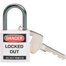 Brady Nonconductive Compact Safety Padlock - 5-pin Cylinder, 1 In. Shackle Clearance, Keyed Different, White