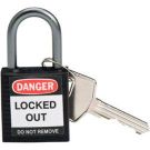 Brady Nonconductive Compact Safety Padlock - 5-pin Cylinder, 1 In. Shackle Clearance, Keyed Different, Black