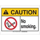 CAUTION No Smoking. Sign - Self-sticking Polyester - Black/Red/Yellow on White - 10 x 14