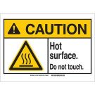 CAUTION Hot Surface. Do Not Touch. Sign - Non-reflective Aluminum - Black/Yellow on White - 7 x 10