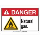 DANGER Natural Gas. Sign - Light Duty Plastic - Black/Red/Yellow on White - 10 x 14