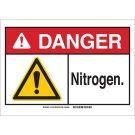 DANGER Nitrogen. Sign - Non-reflective Aluminum - Black/Red/Yellow on White - 10 x 14