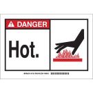 DANGER Hot. Sign - Light Duty Plastic - Black/Red on Yellow - 7 x 10