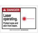 DANGER Laser Operating. Protect Eyes And Skin From Beam. Sign - Light Duty Plastic - Black/Red on White - 10 x 14