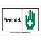 First Aid Sign - Light Duty Plastic - Black/Green on White - 7 x 10