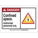 DANGER Confined Space. Authorized Personnel Only. Sign - Light Duty Plastic - Black/Red/Yellow on White - 10 x 14