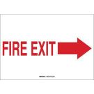 Fire Exit Sign - Non-reflective Aluminum - Red on White - 7 x 10