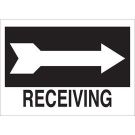 Receiving Sign - Light Duty Plastic - Black on White - 10 x 14