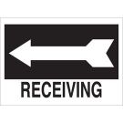 Receiving Sign - Light Duty Plastic - Black on White - 10 x 14