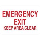 Emergency Exit Keep Area Clear Sign - Non-reflective Aluminum - Red on White - 10 x 14