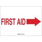 First Aid Sign - Light Duty Plastic - Red on White - 7 x 10