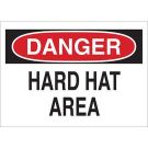 DANGER Hard Hat Area Sign - Non-reflective Aluminum - Black/Red on White - 7 x 10