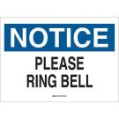 NOTICE Please Ring Bell Sign - Light Duty Plastic 10 x 14 - Black/Blue on White