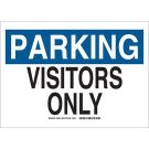 PARKING Visitors Only Sign - Light Duty Plastic 10 x 14 - Black/Blue on White