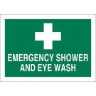 Emergency Shower And Eyewash Sign - Non-reflective Aluminum - White on Green - 7 x 10