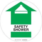 Anti Skid Floor Safety Shower Sign - Anti-skid Laminated Vinyl - Black/Green on White - 17 Inch Diameter