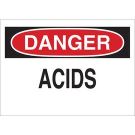 DANGER Acids Sign - Light Duty Plastic - Black/Red on White - 7 x 10