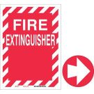 Fire Extinguisher Sign - White on Red - 12 x 9
