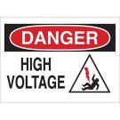 DANGER High Voltage Sign - Self-sticking Polyester - Black/Red on White - 10 x 14