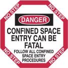 Danger Confined Space Entry Can Be Fatal Follow All Confined Space Entry Procedures Sign - Black/Red on White - 21 x 30