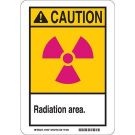 CAUTION Radiation Area. Sign - Premium Fiberglass - Black/Magenta/Yellow on White - 10 x 7