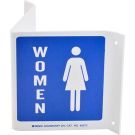 Women Sign - Rigid Plastic, High Visibility V-style - Blue on White - 5.5 x 10.4