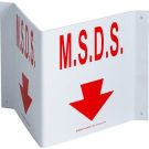 V MSDS Sign - Rigid Plastic, High Visibility V-style - Red on White - 8 x 14.5