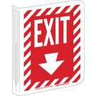 L Exit Sign - Rigid Polyethylene, High Visibility L-style - White on Red - 12 x 9