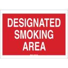 Designated Smoking Area Sign - Self-sticking Polyester - White on Red - 10 x 14