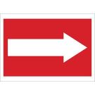 Right Arrow Sign - Light Duty Plastic - White on Red - 7 x 10